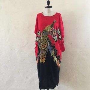 Vintage 80s Batik Puri Kencana Peacock Muumuu
